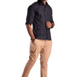 Blueberry Hunting Style Cotton Printed Shirt | Premium Men's Sportswear | Classic Outdoor Design | Comfortable Cotton Fabric | Size 36-44